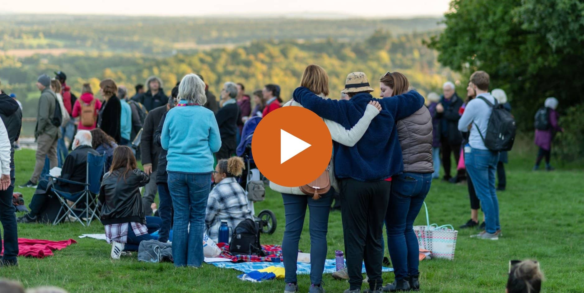 People enjoying the Harvest event at Box Hill