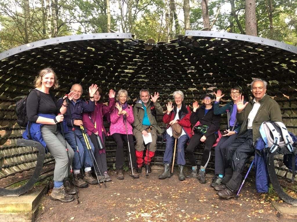 Mole Valley Ramblers sitting inside Inspiring View 'Perspectives'