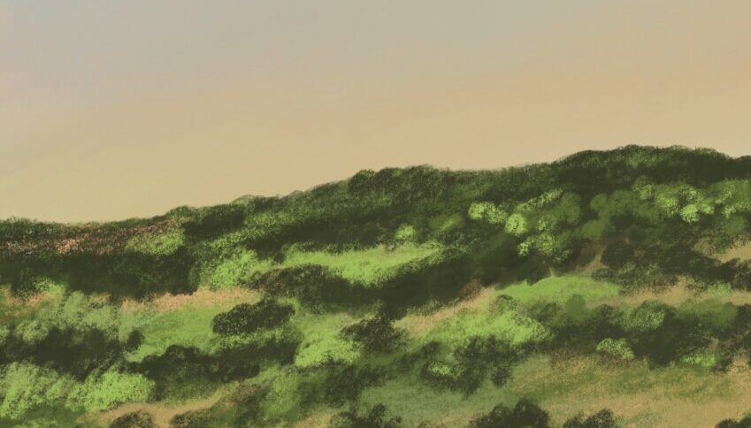 Illustration of hillside view