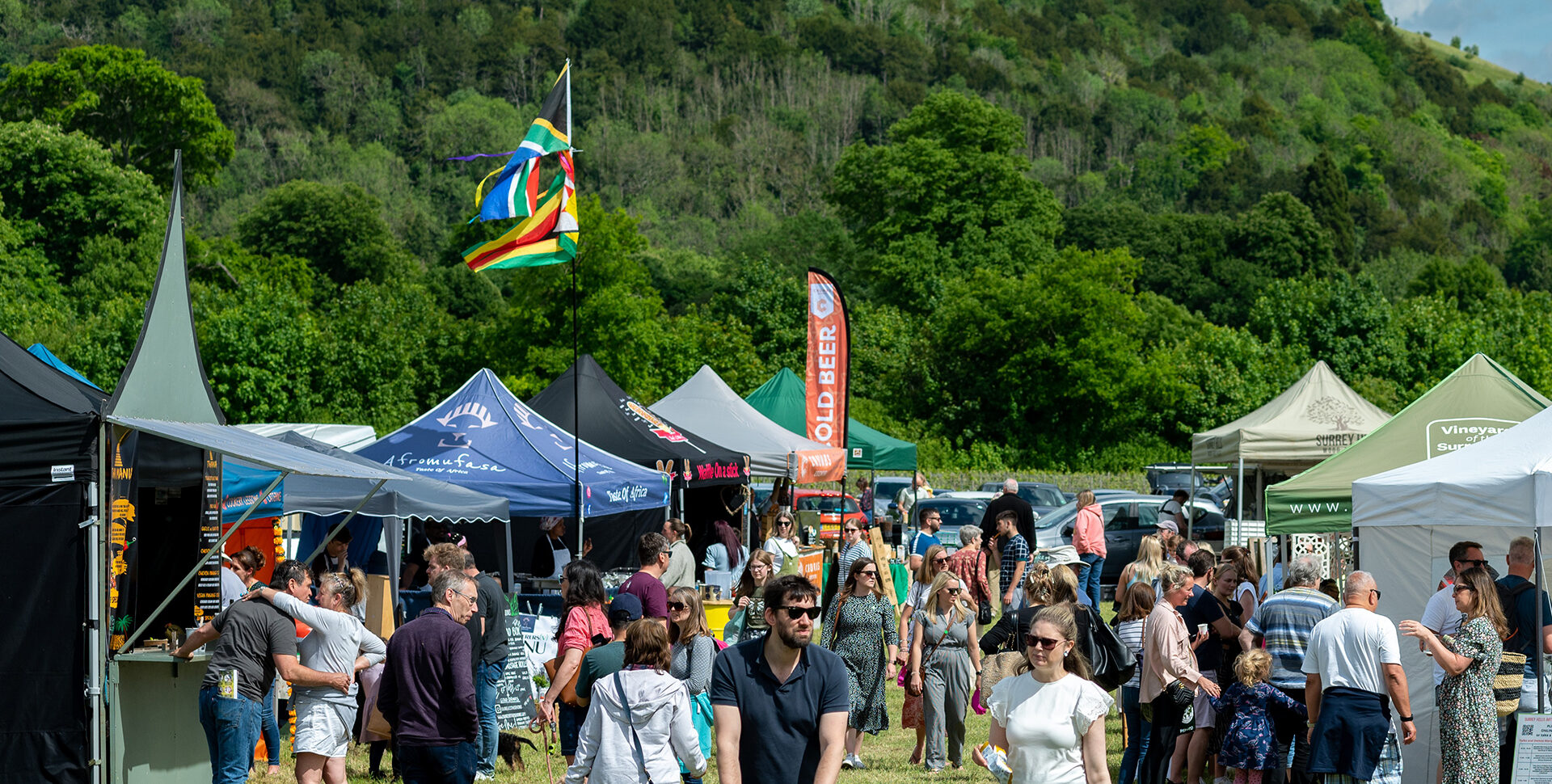 Stalls at a Surrey Hills event