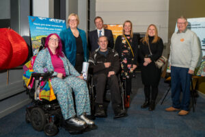 MP Zoe Franklin, Lord-Lieutenant Michael More-Molyneux and Surrey Hills Society Chairman Gordon Jackson with Surrey Coalition for Disabled People, one of three key partners of the Growing Together project