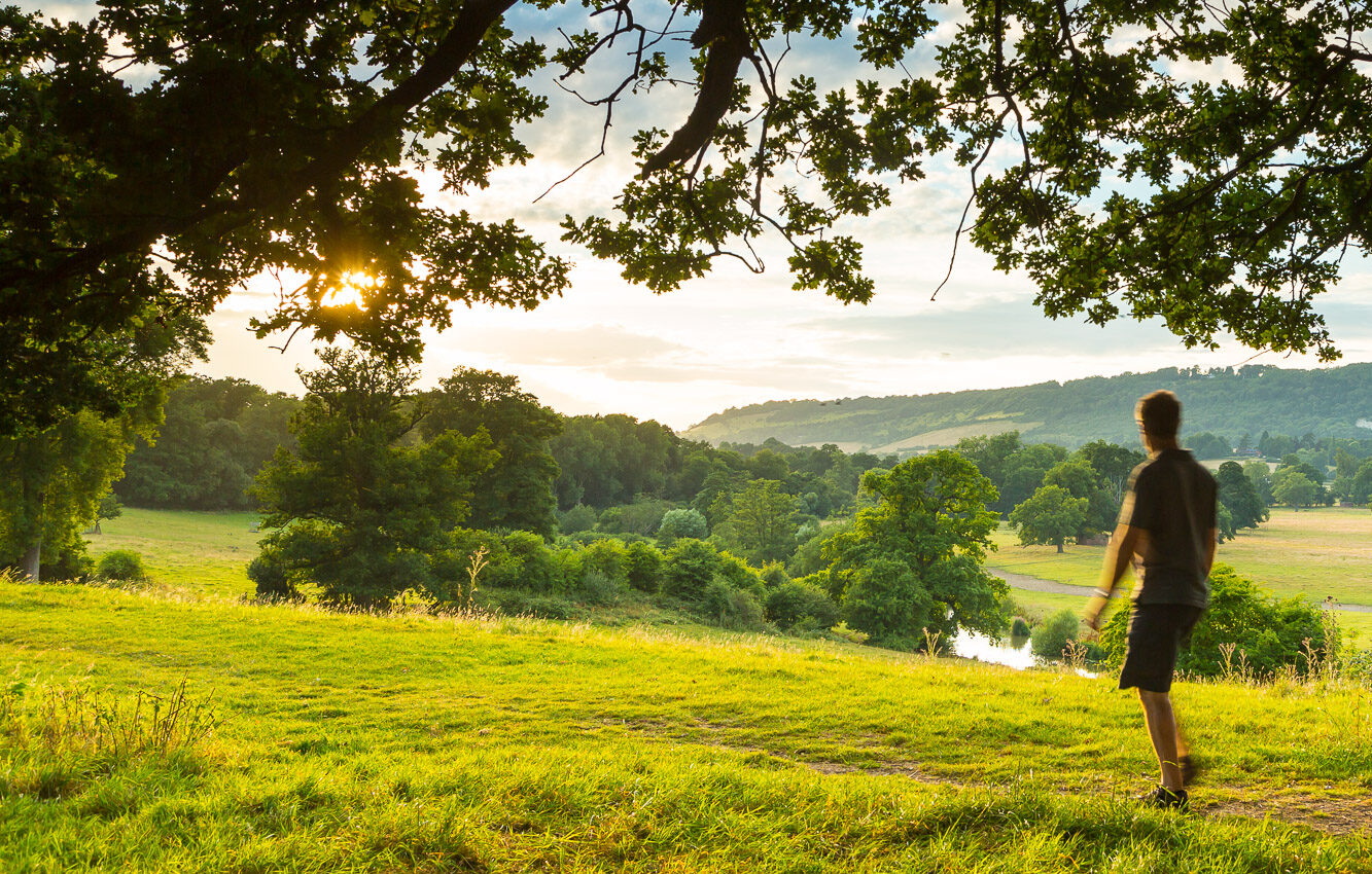Person walking in the Surrey Hills (Betchworth Mole) - John Miller Photography